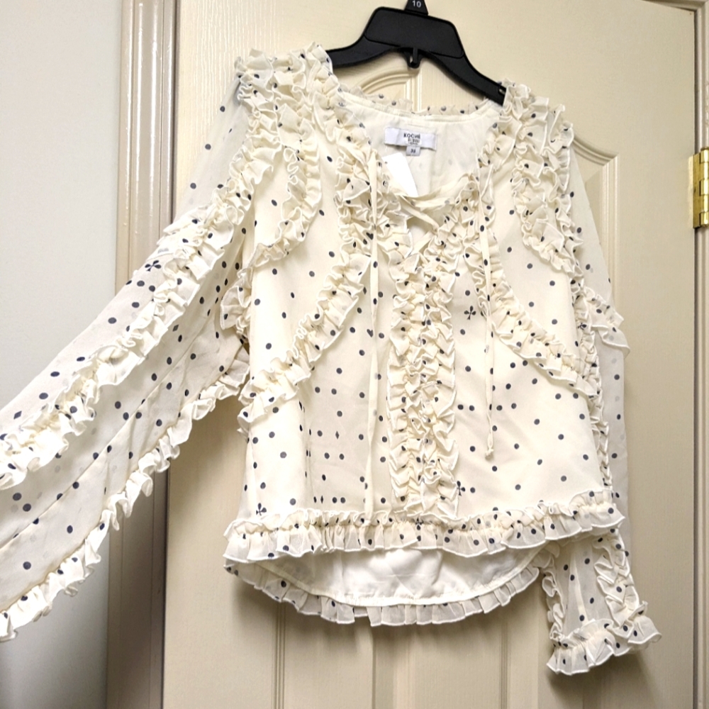 Koché Collective printed frilled polka dotted top size EU 36 / XS